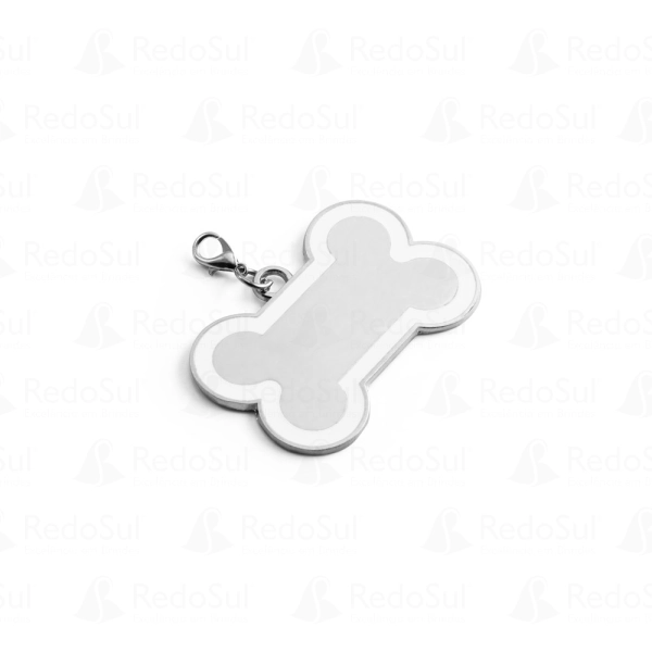 Chaveiro personalizado em formato de osso com linha colorida à volta